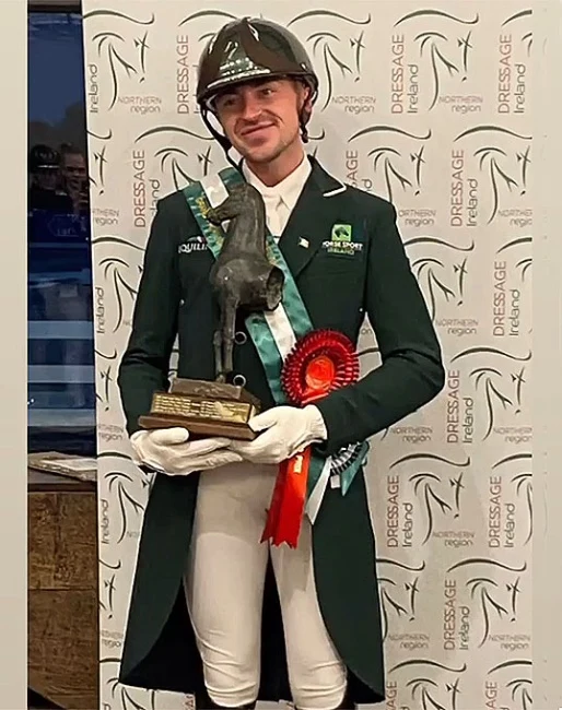 Kevin Acres pictured with a championship trophy in the 2025 Eurodressage report
